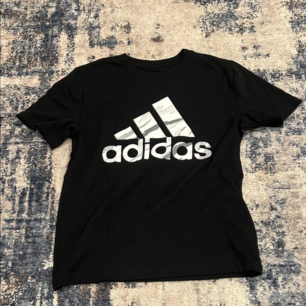 Adidas Kids Black Tee with White Logo